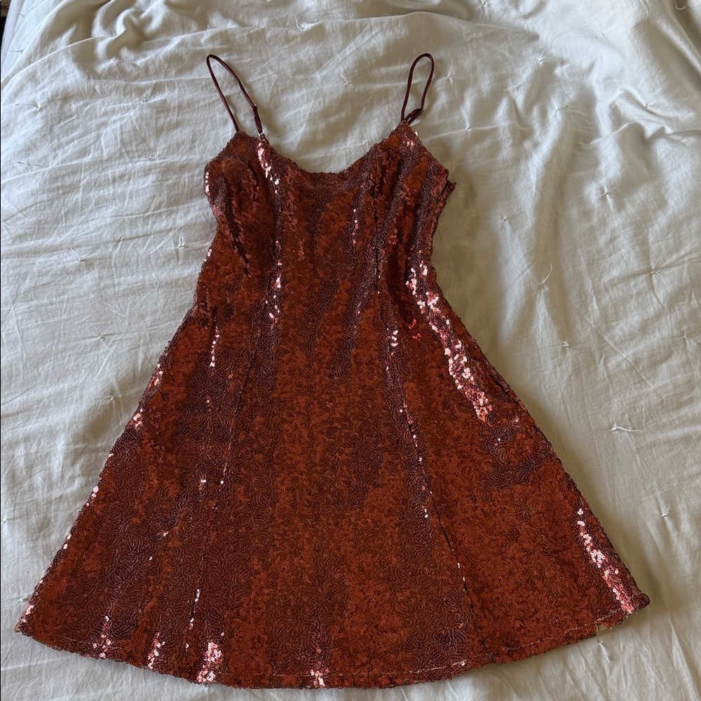 Urban Outfitters Copper Sequin Mini Dress
